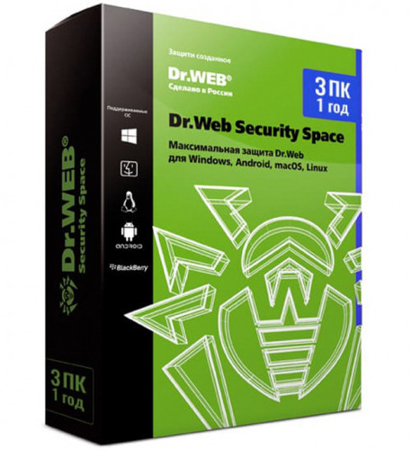 Dr.Web Security Space КЗ на 12 мес. 3 лиц. (3 мес. в подарок) (ESD) LHW-BK-12M-3-A2