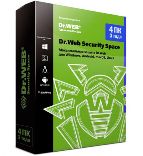 Dr.Web Security Space на 36 мес. 4 лиц. КЗ (ESD) LHW-BK-36M-4-A3